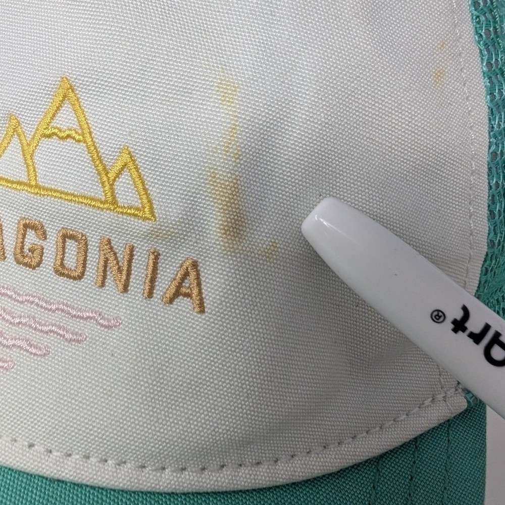 Patagonia Women's Teal & White Mountain Scene Trucker Hat Snapback - Picture 7 of 11
